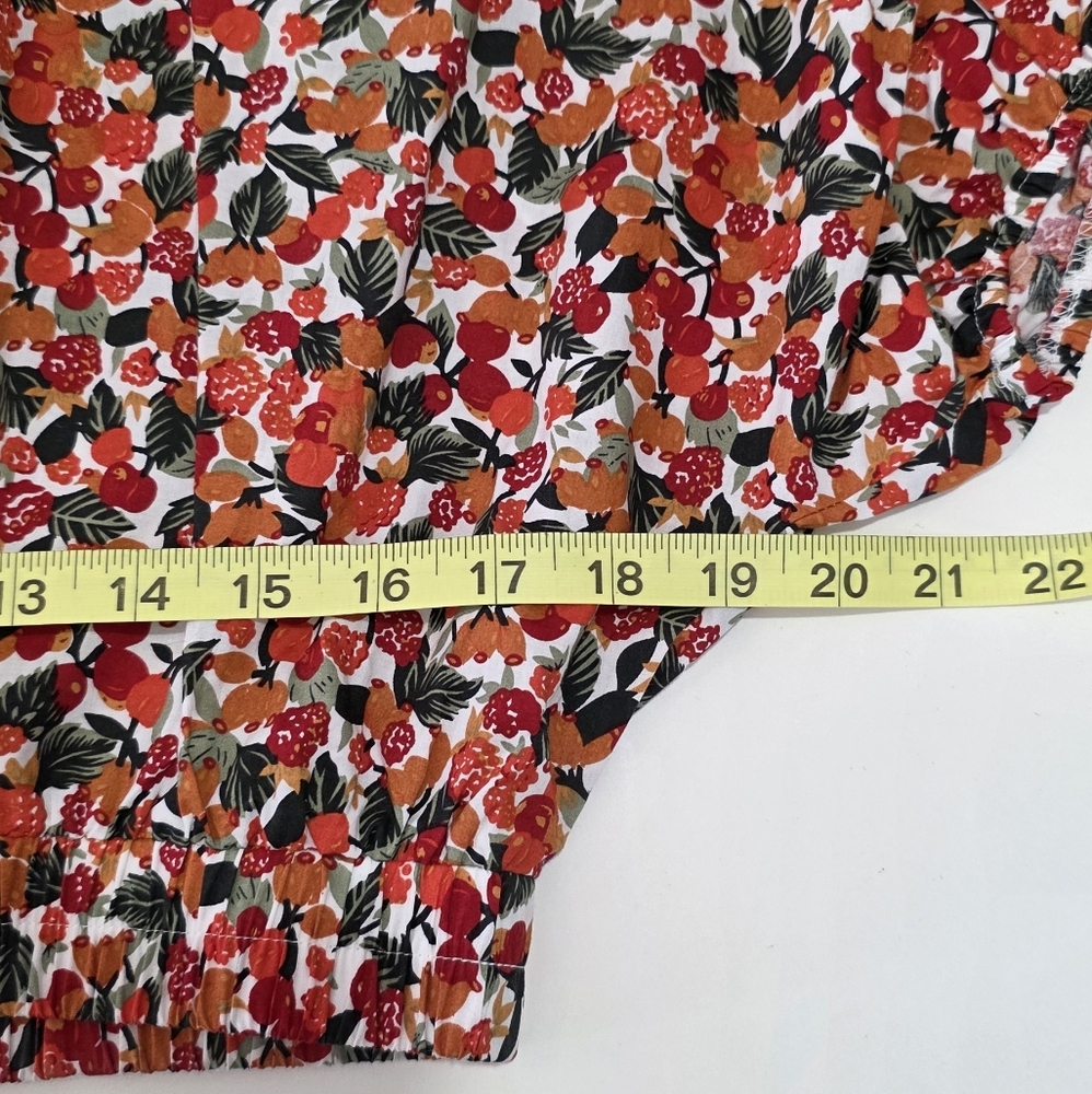 MVN The Label Izzy Floral Crop Top Red Women Size 8 Large Puff Sleeve Boho Ditsy - Picture 8 of 9